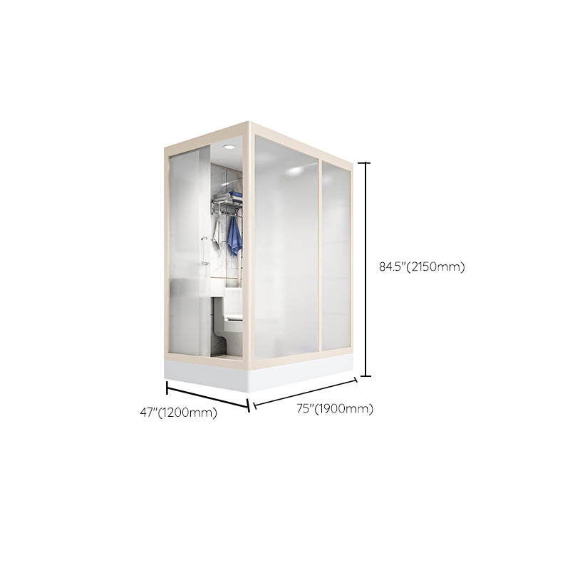 Modern Framed Tempered Glass Shower Kit with Base Included Framed Shower Stall in White