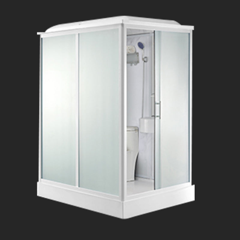 Modern Frosted Glass Single Sliding Shower Enclosure Framed Shower Enclosure in White