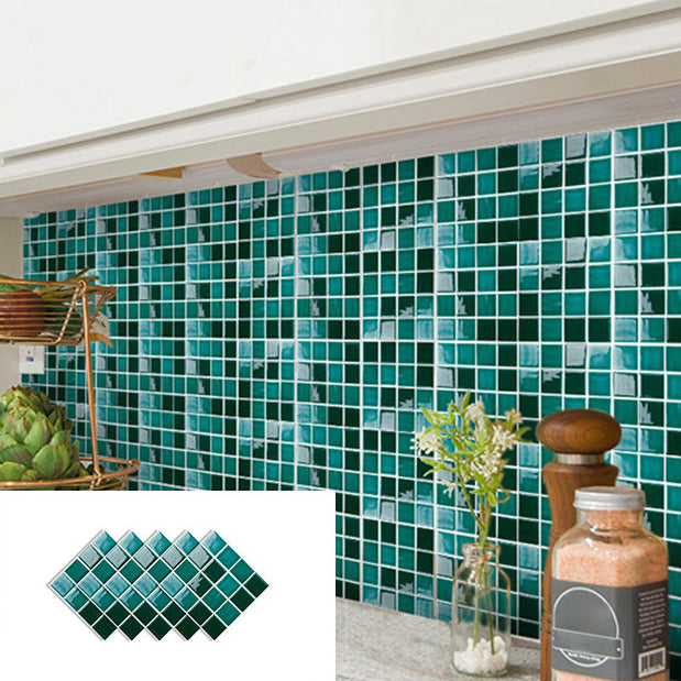 Peel & Stick Mosaic Tile Plastic Square Stain Resistant Peel and Stick Tiles for Shower