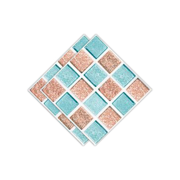 Peel & Stick Mosaic Tile Plastic Square Stain Resistant Peel and Stick Tiles for Shower