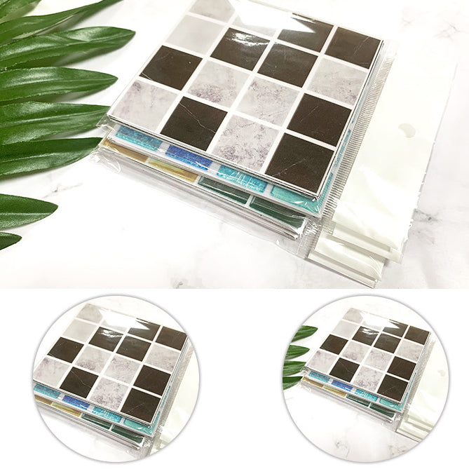 Peel & Stick Mosaic Tile Plastic Square Stain Resistant Peel and Stick Tiles for Shower