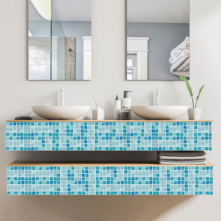 Peel & Stick Mosaic Tile Plastic Square Stain Resistant Peel and Stick Tiles for Shower