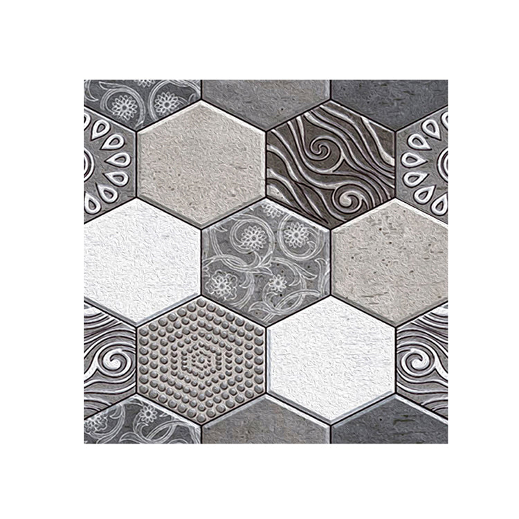 Hexagonal Tile-Peel & Stick Plastic Stain Resistant Peel & Stick Mosaic Tile 5 Pack