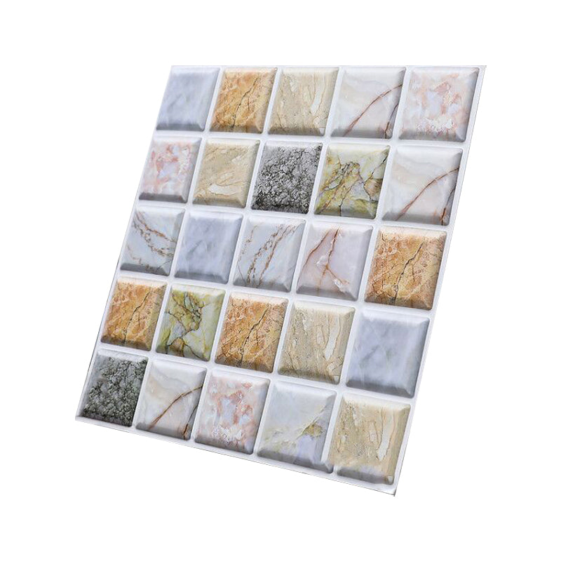 Square Peel and Stick Tile Mosaic Waterproof PVC Peel & Stick Tile for Shower 5-Pack