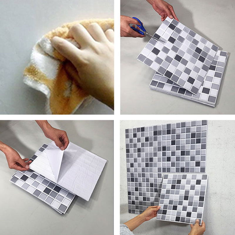 Tile-Peel & Stick Square Mosaic PVC Stain Resistant Peel and Stick Tiles for Shower 5 Pack