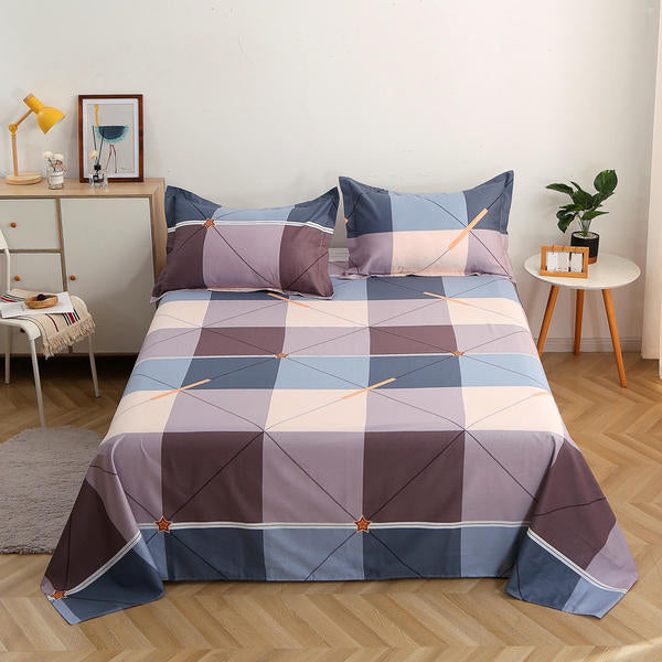 Bed Sheet Set Cotton Patterned Fade Resistant Breathable Soft Bed Sheet