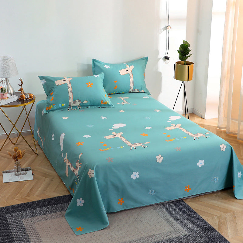 Bed Sheet Set Cotton Patterned Fade Resistant Breathable Soft Bed Sheet