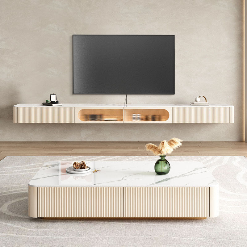 Modern TV Media Stand Stone Wall-mounted TV Console with Doors