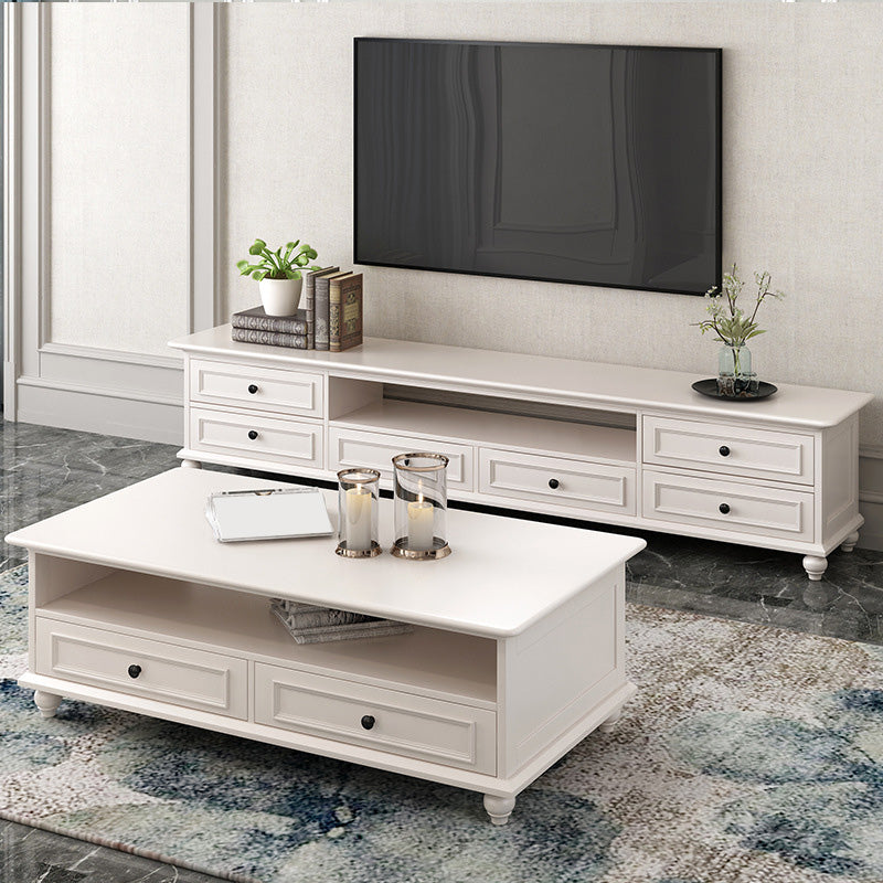 Modern TV Media Console Wooden TV Media Stand with 6 Drawers