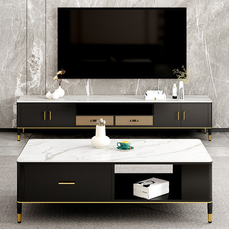 Modern TV Media Console Stone TV Media Stand for Living Room