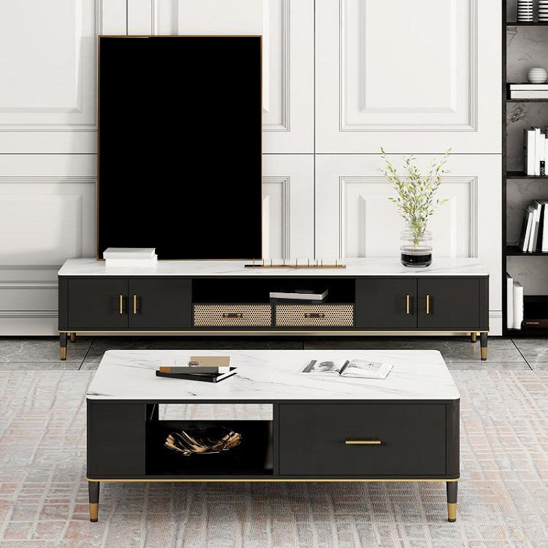 Modern TV Media Console Stone TV Media Stand for Living Room