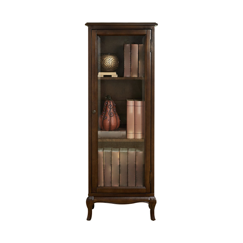 Mid-Century Modern Display Stand Rubberwood Display Cabinet with Doors for Dining Room