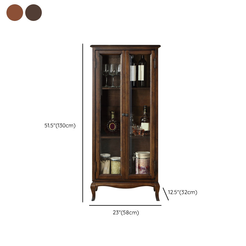 Mid-Century Modern Display Stand Rubberwood Display Cabinet with Doors for Dining Room