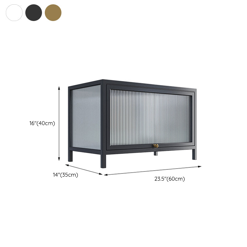 Contemporary Curio Cabinet Glass Doors Metal Display Cabinet with Doors