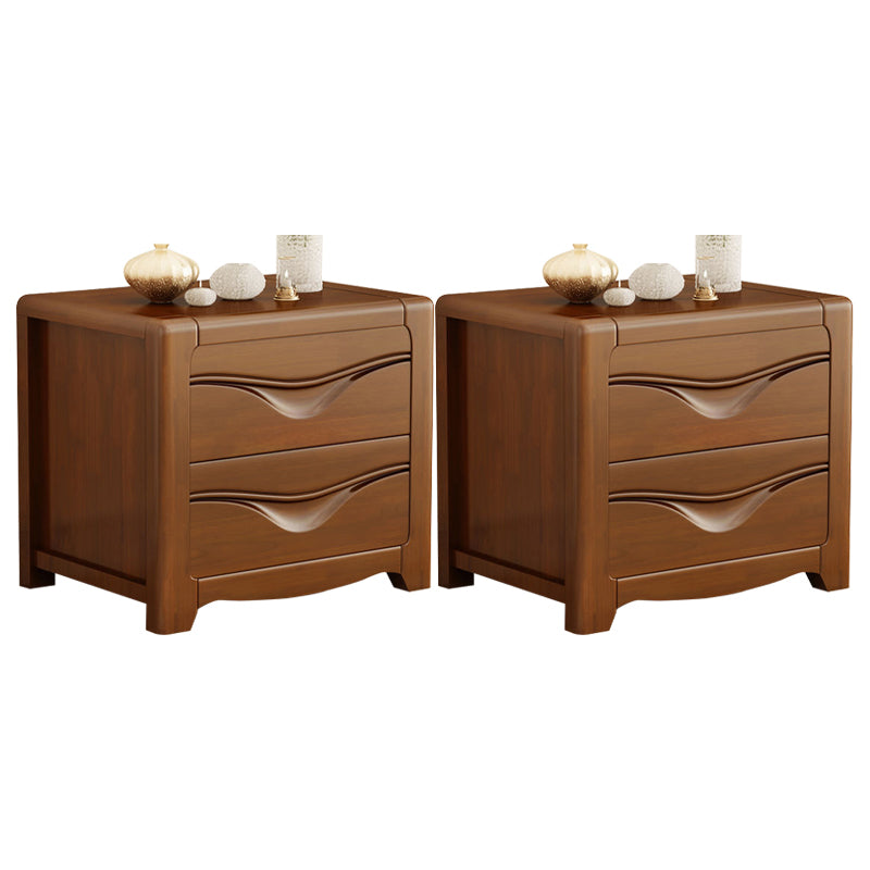 2-drawer Contemporary Night Table Antique Finish Bed Nightstand