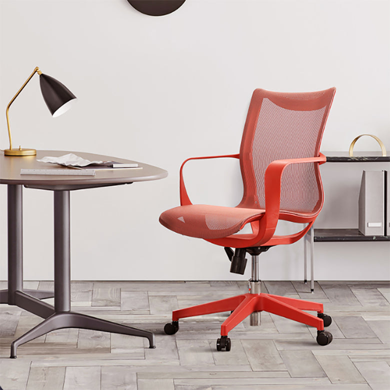 Contemporary Fixed Arms Task Chair Wheels Included Desk Chair for Office