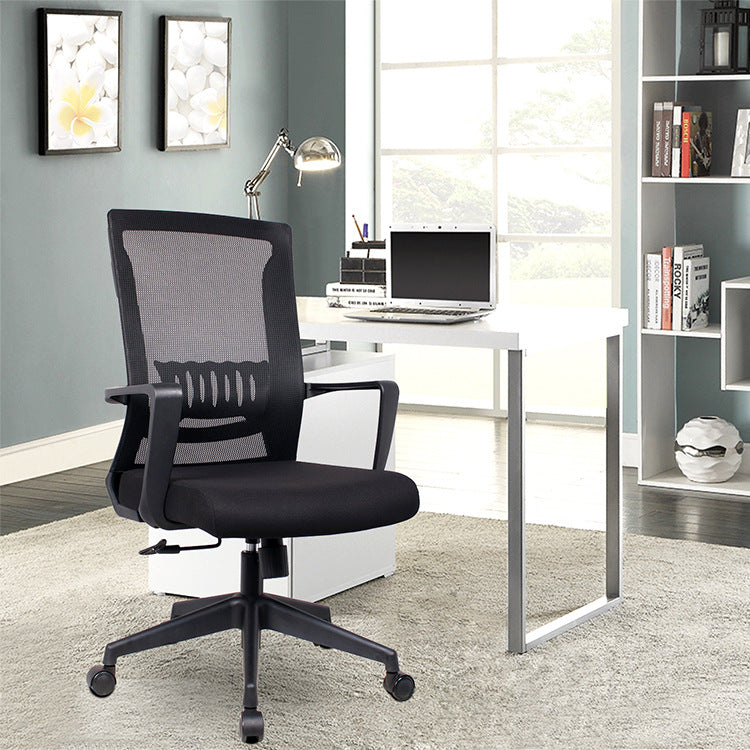 Modern Swivel Chair Fixed Arms Ergonomic Adjustable Seat Height Office Chair with Wheels