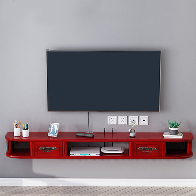 9.5" H Wall-mounted Wooden TV Stand Console Open Storage TV Stand with 2 Drawers