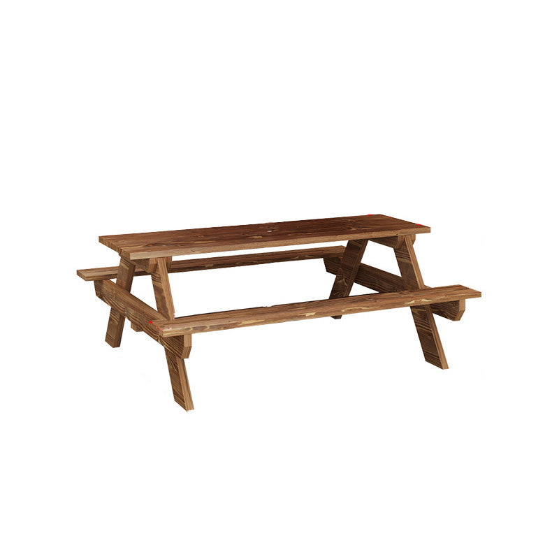 Contemporary Solid Wood Picnic Table Rectangle Water Resistant Picnic Table