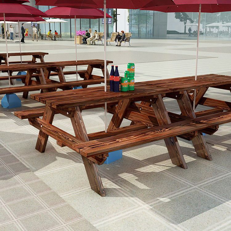 Contemporary Solid Wood Picnic Table Rectangle Water Resistant Picnic Table