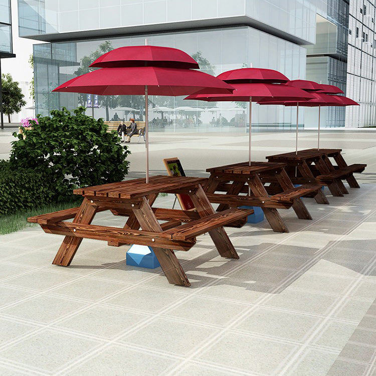 Contemporary Solid Wood Picnic Table Rectangle Water Resistant Picnic Table