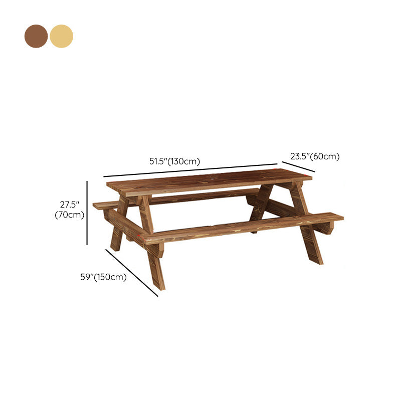 Contemporary Solid Wood Picnic Table Rectangle Water Resistant Picnic Table