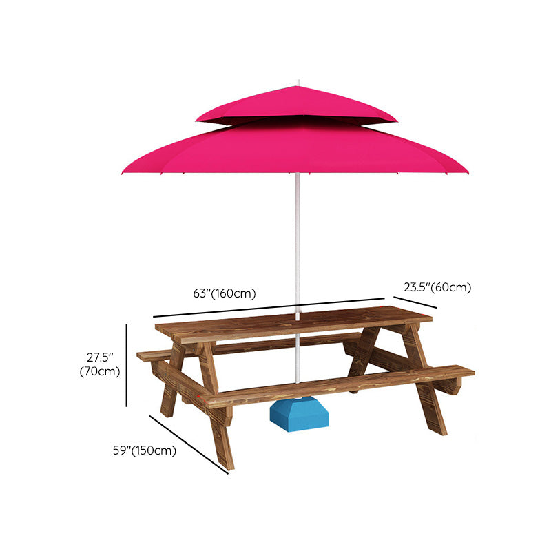 Contemporary Solid Wood Picnic Table Rectangle Water Resistant Picnic Table