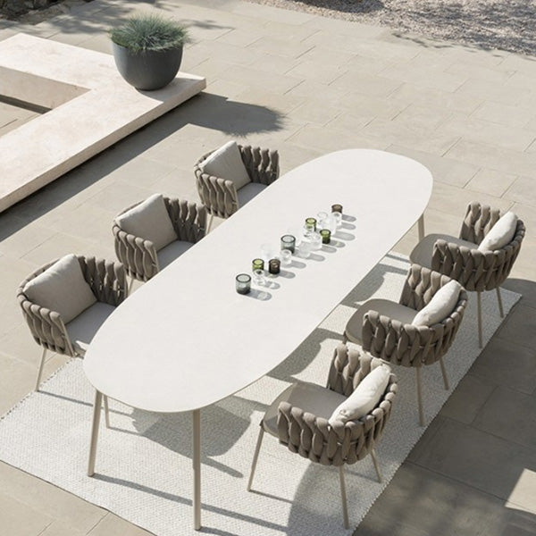 Contemporary Stone White Dining Table Water Resistant Dining Table