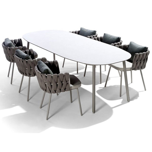 Contemporary Stone White Dining Table Water Resistant Dining Table