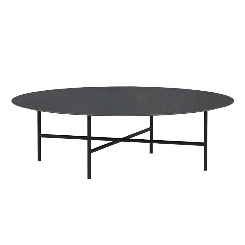 Water Resistant Coffee Table Industrial Style Stone Round Shape Table in Grey