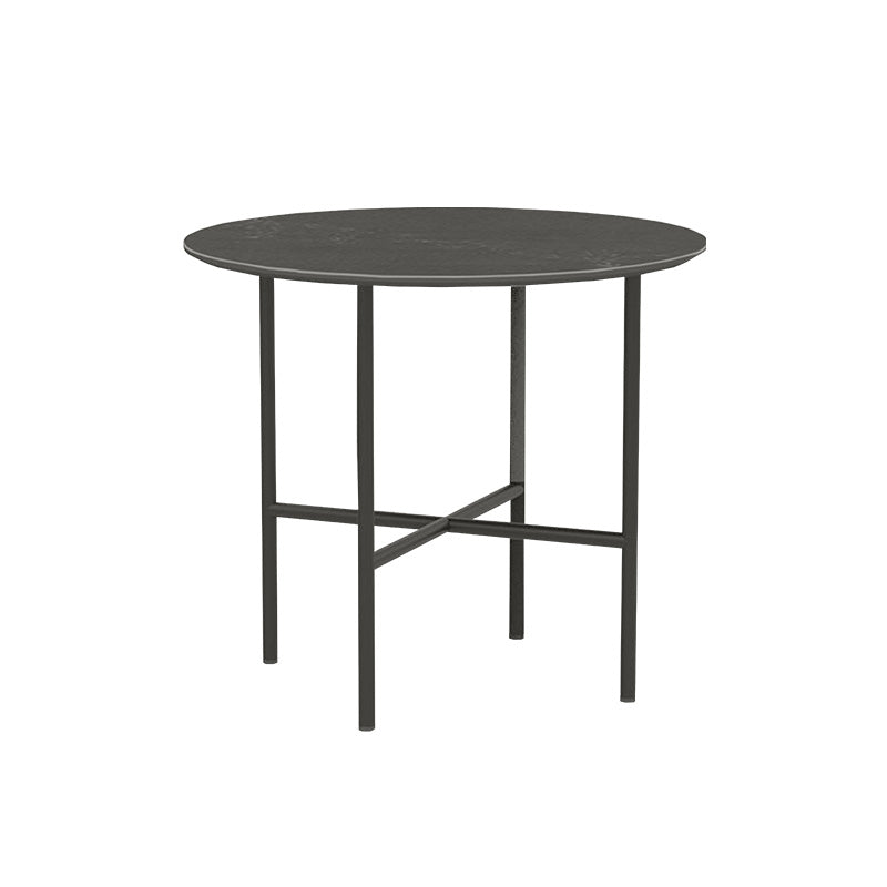 Water Resistant Coffee Table Industrial Style Stone Round Shape Table in Grey