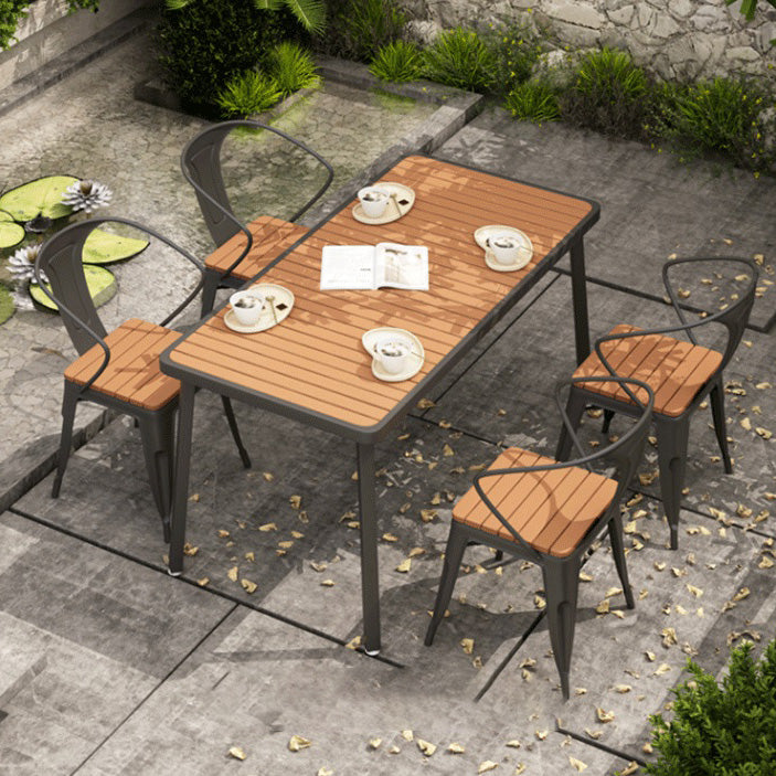 Industrial Unfinished Dining Set Metal UV Resistant Dining Set