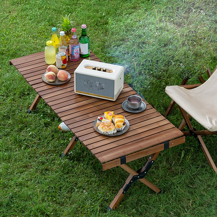 Contemporary Rectangle Brown Camping Table Foldable Removable Bamboo Camping Table