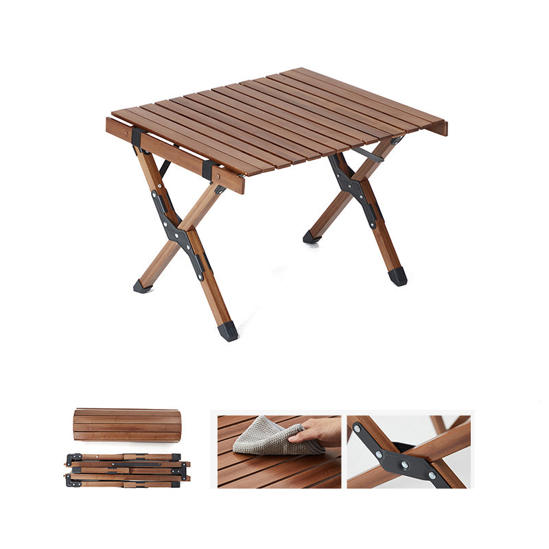 Contemporary Rectangle Brown Camping Table Foldable Removable Bamboo Camping Table