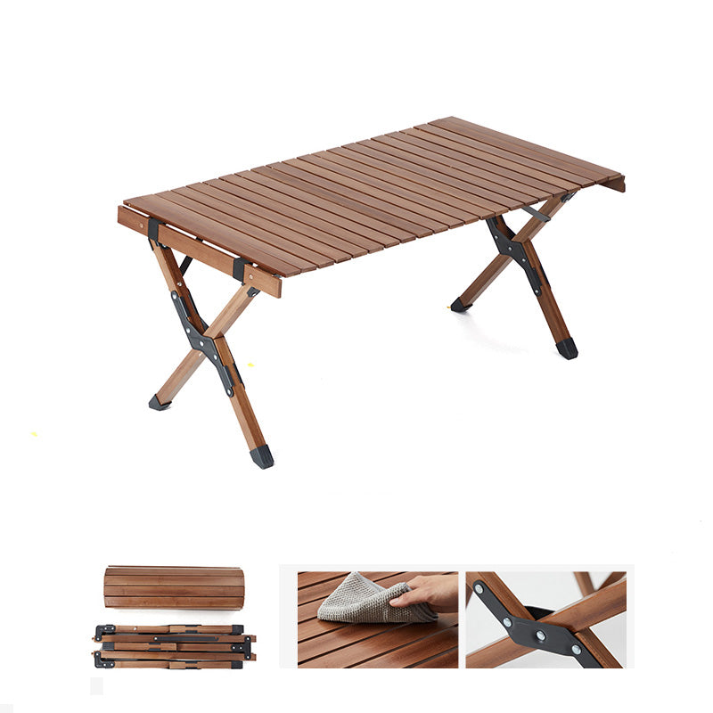 Contemporary Rectangle Brown Camping Table Foldable Removable Bamboo Camping Table