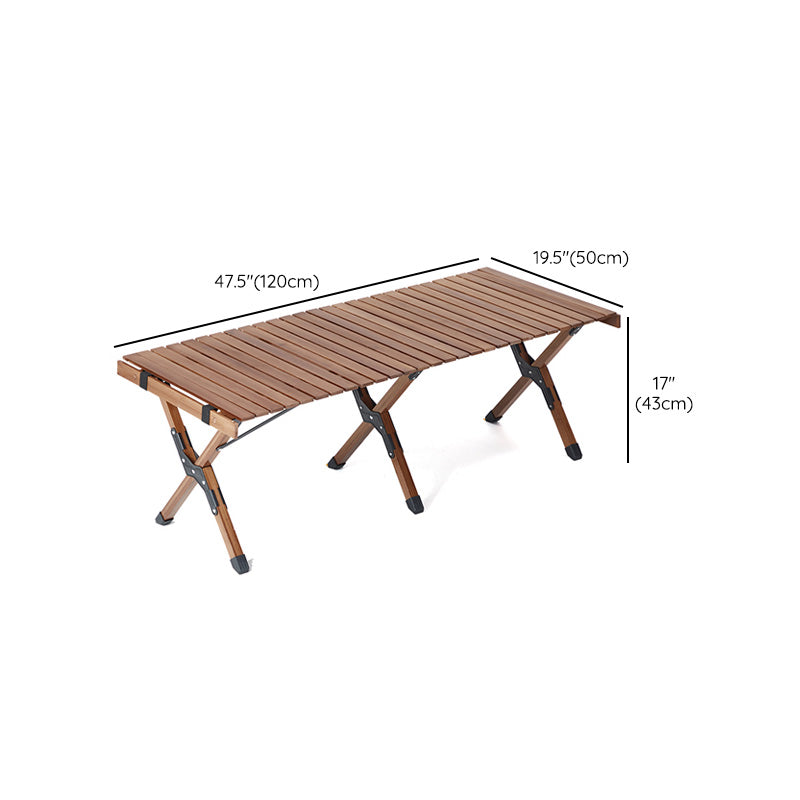 Contemporary Rectangle Brown Camping Table Foldable Removable Bamboo Camping Table