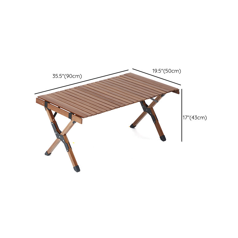 Contemporary Rectangle Brown Camping Table Foldable Removable Bamboo Camping Table