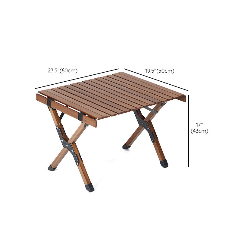 Contemporary Rectangle Brown Camping Table Foldable Removable Bamboo Camping Table