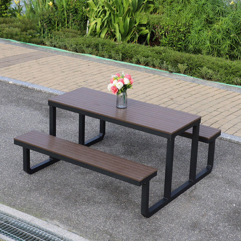 Contemporary Brown Rectangle Picnic Table UV Resistant Picnic Table