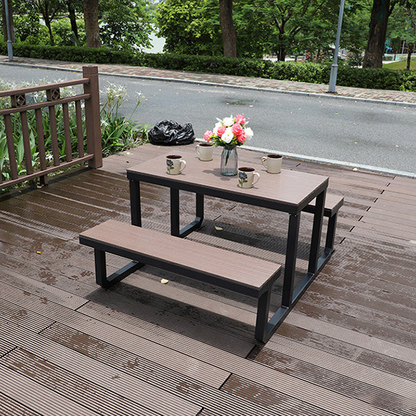 Contemporary Brown Rectangle Picnic Table UV Resistant Picnic Table