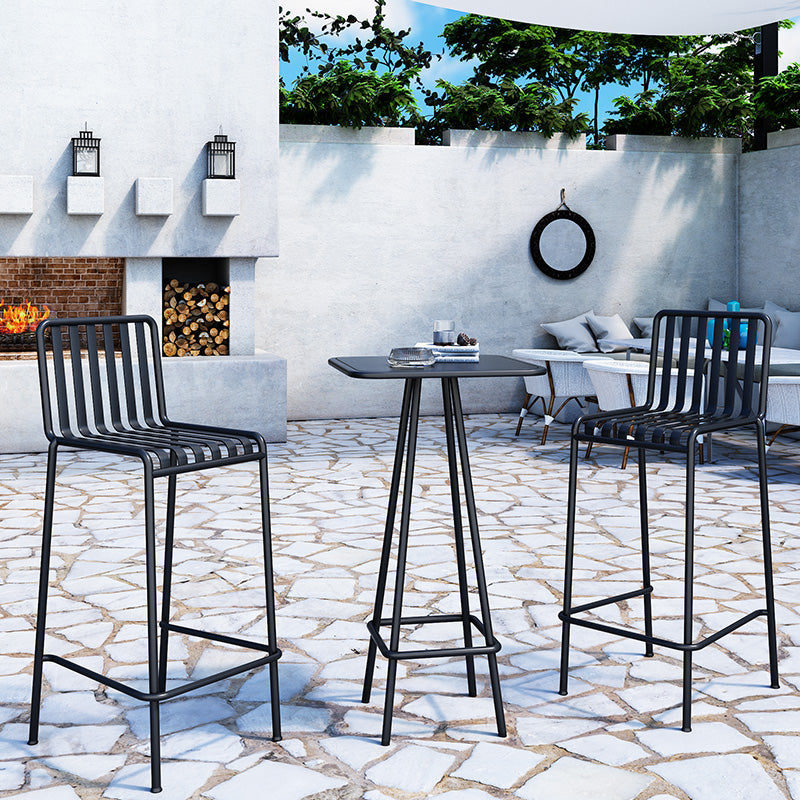 Industrial Ergonomic Bar Table Black 2-Seater Metal Patio Table