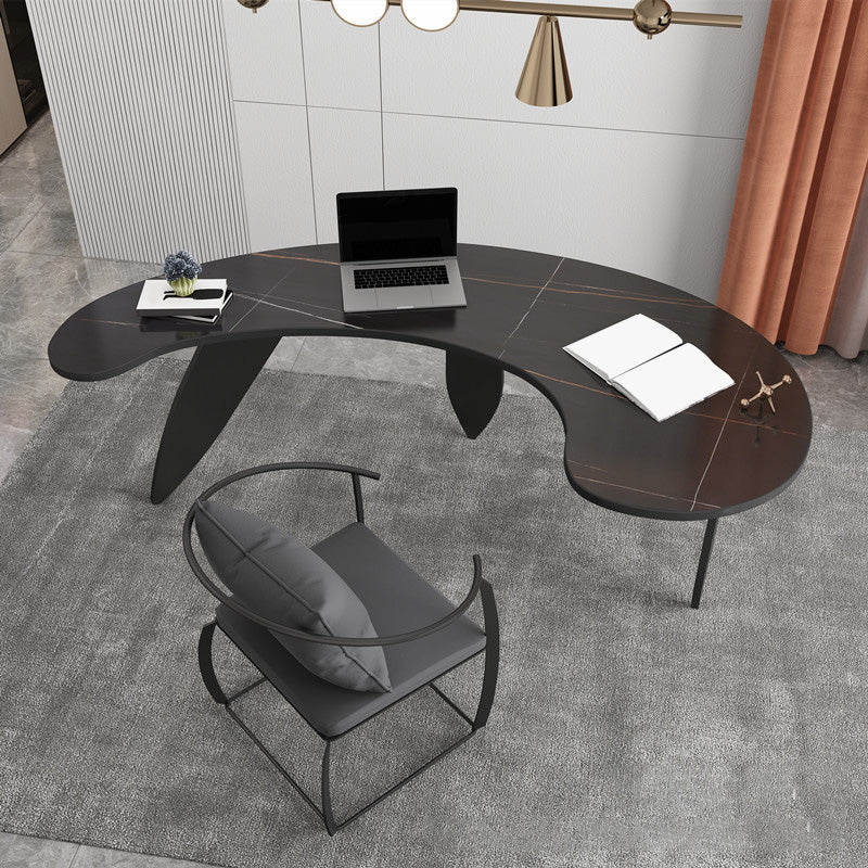 Industrial Stone Office Desk 29.53-inch Tall Black Writing Desk