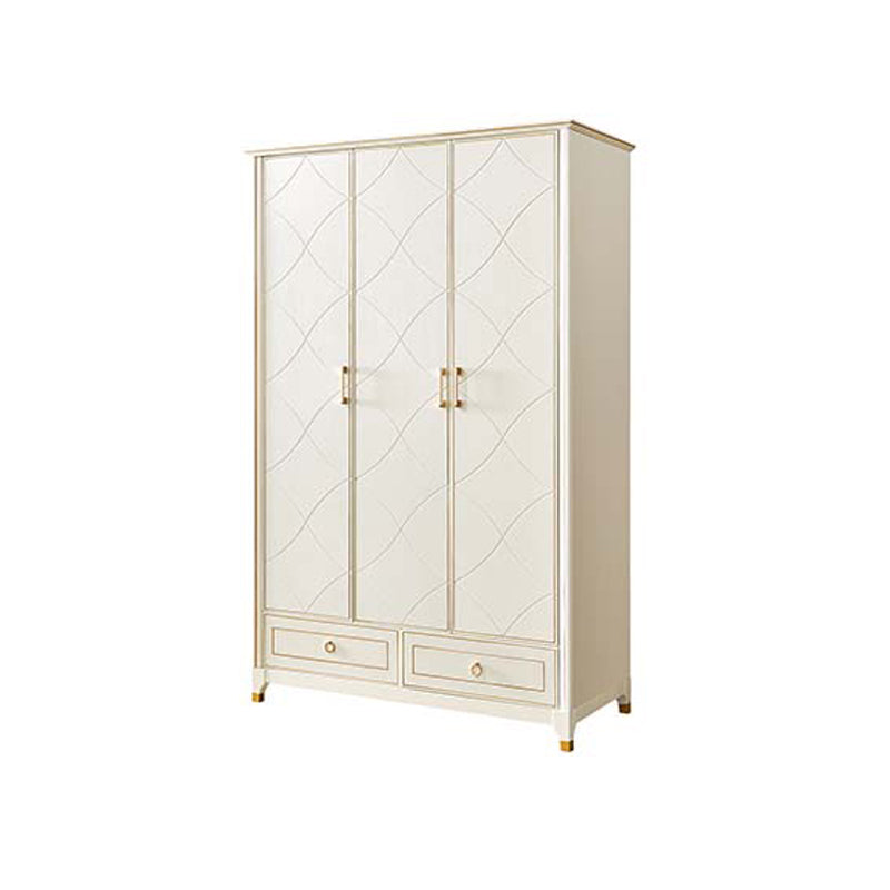 Rubberwood Wardrobe Cabinet Modern White Wardrobe Armoire with Legs