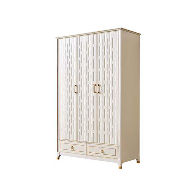 Rubberwood Wardrobe Cabinet Modern White Wardrobe Armoire with Legs