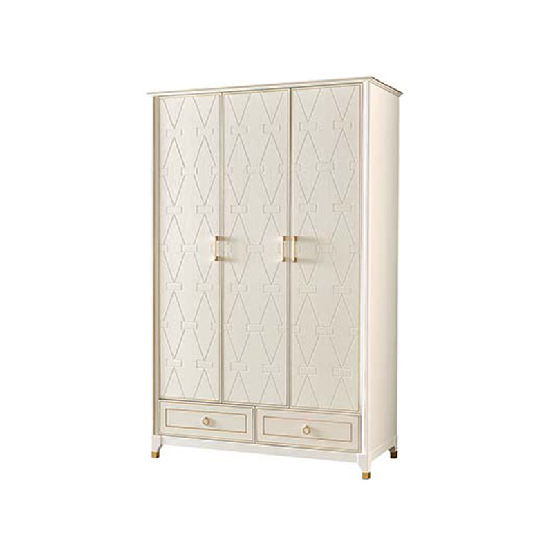 Rubberwood Wardrobe Cabinet Modern White Wardrobe Armoire with Legs