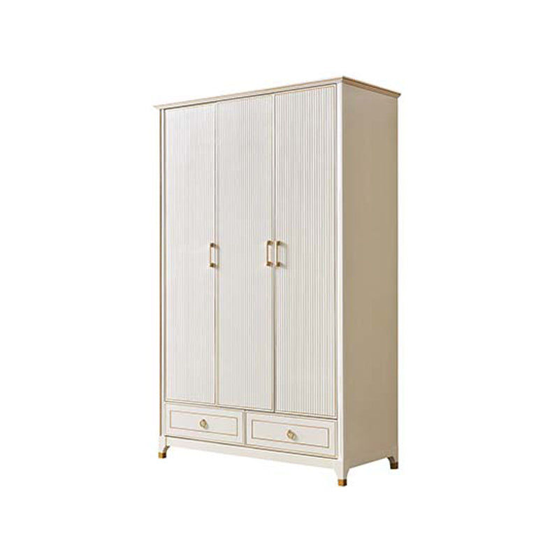 Rubberwood Wardrobe Cabinet Modern White Wardrobe Armoire with Legs