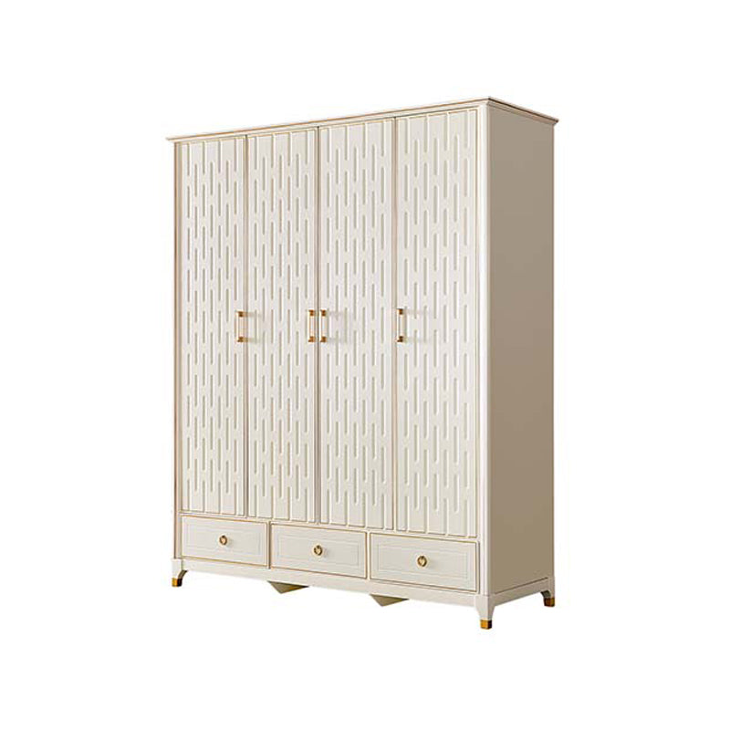 Rubberwood Wardrobe Cabinet Modern White Wardrobe Armoire with Legs