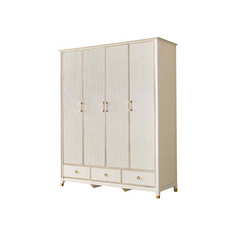 Rubberwood Wardrobe Cabinet Modern White Wardrobe Armoire with Legs