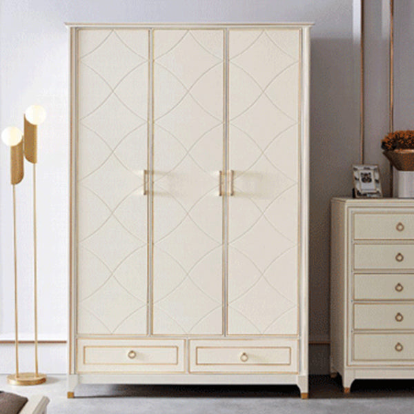 Rubberwood Wardrobe Cabinet Modern White Wardrobe Armoire with Legs