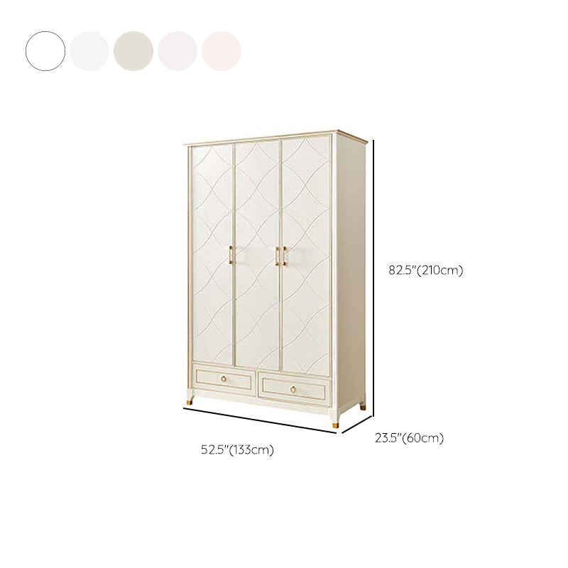 Rubberwood Wardrobe Cabinet Modern White Wardrobe Armoire with Legs